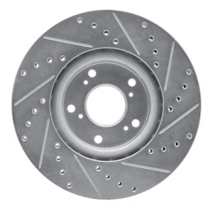 Acura CSX Brake Rotor (1) - Front Left - R1 Concepts - Drilled & Slotted - Silver - `02-`15